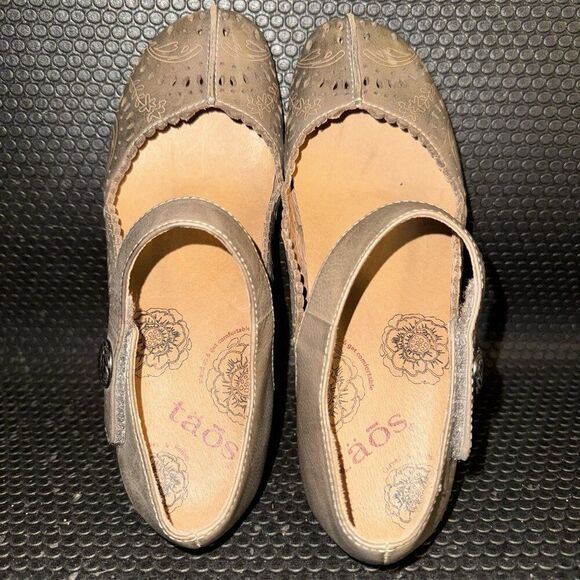 TAOS Tango Leather Mary Jane Tan Brown Cut Out Cottage Boho Shoes Women’s 6.5 - Picture 6 of 8